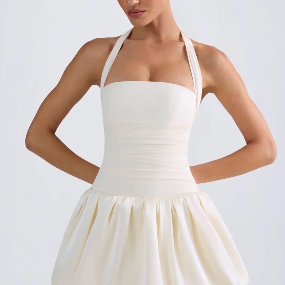 Oh Polly Cream Strapless Dress